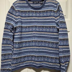 Crystal Kobe Women's Large sweater blue and tan design